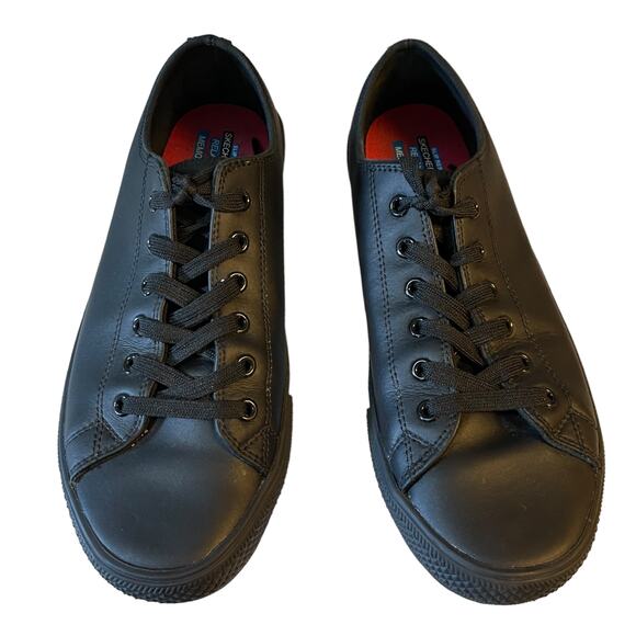 Skechers Work Black Leather Non Slip Relaxed Fit Shoes Size 9.5 - Picture 3 of 8